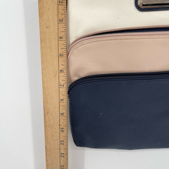Van Heusen Colorblock Crossbody Bag Navy Blush Cream Multi Zip EUC - Picture 7 of 9